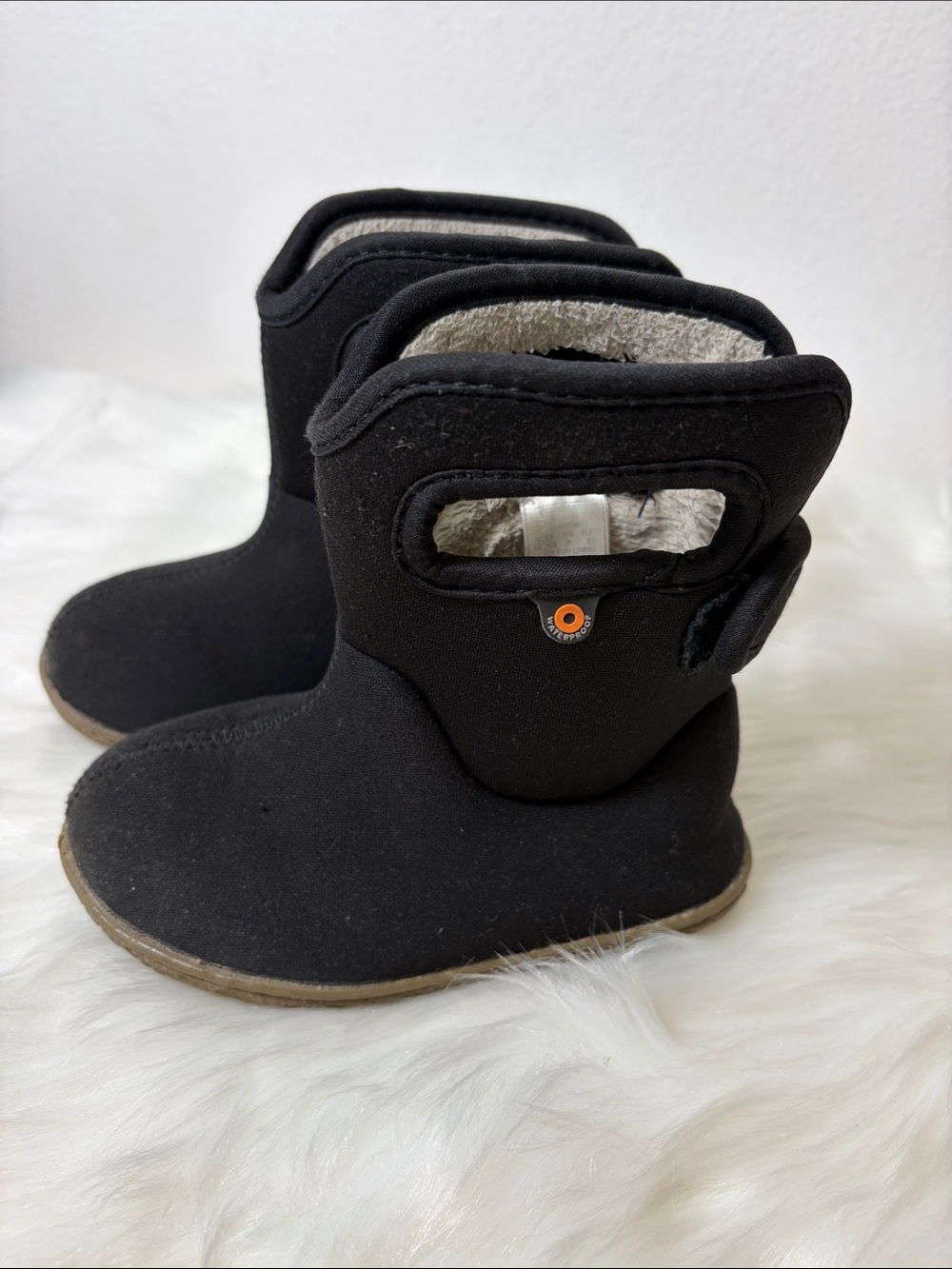Bogs Black Winter Rain Snow Boots with Soft Faux-Fur Lining